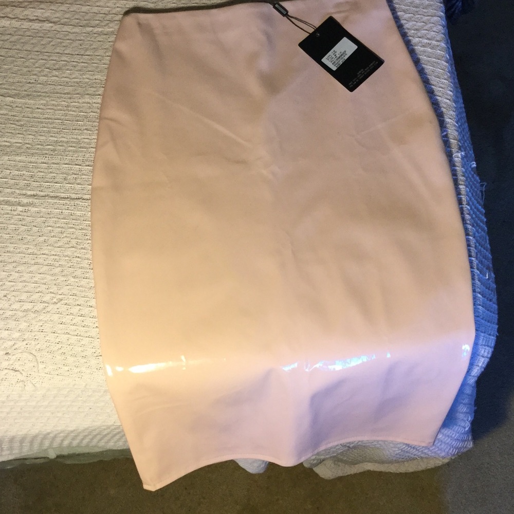 Misguided PVC baby pink skirt NEW