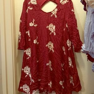 Wine colored embroidered dress