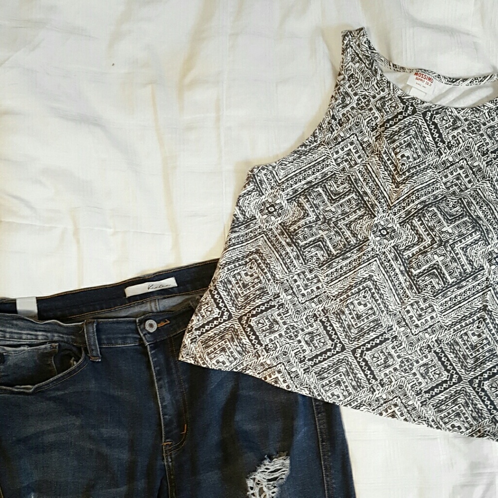 Black and White Fitted Halter Crop Top