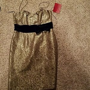 Gold and black cocktail dress