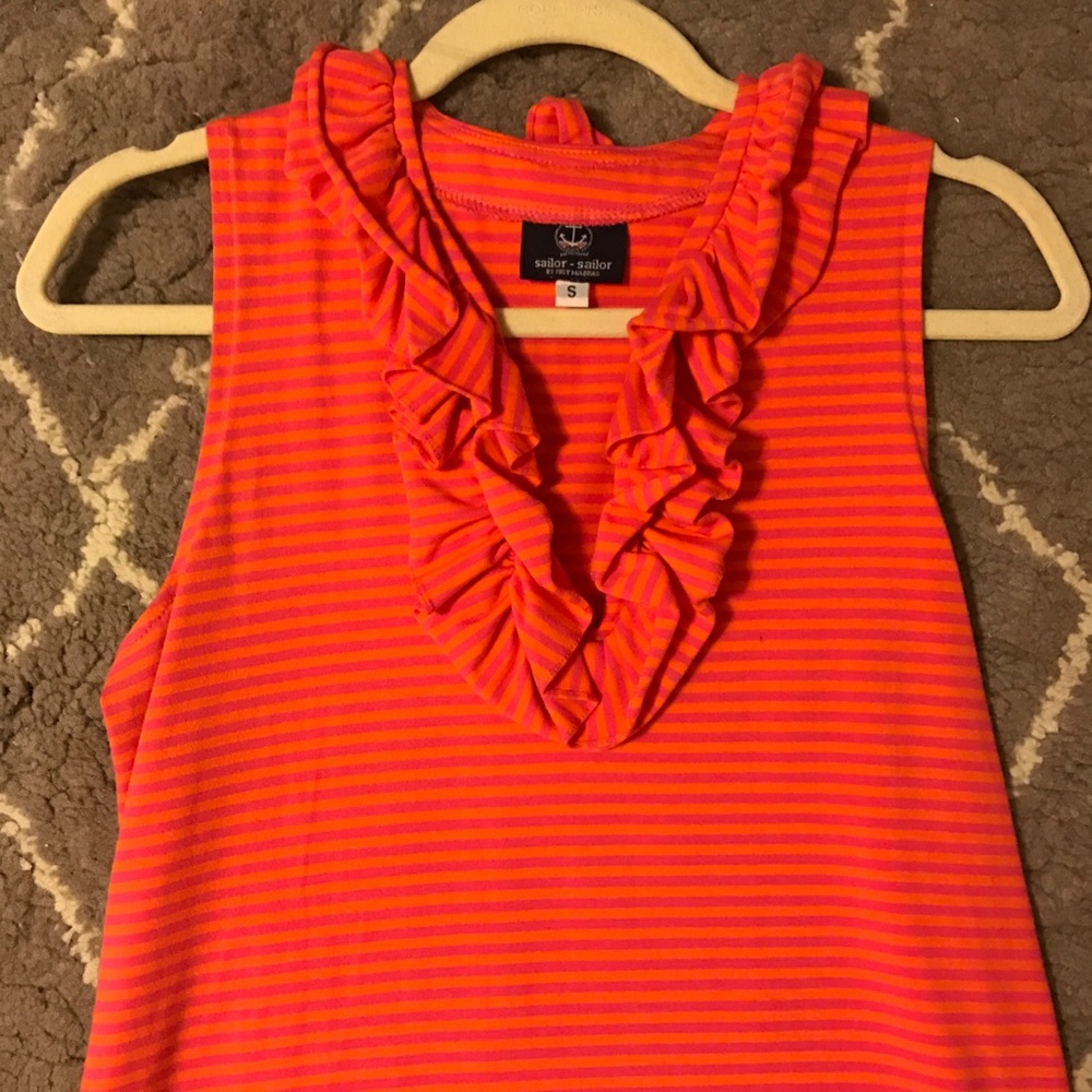 Orange & Pink Striped Cotton Stretch Dress