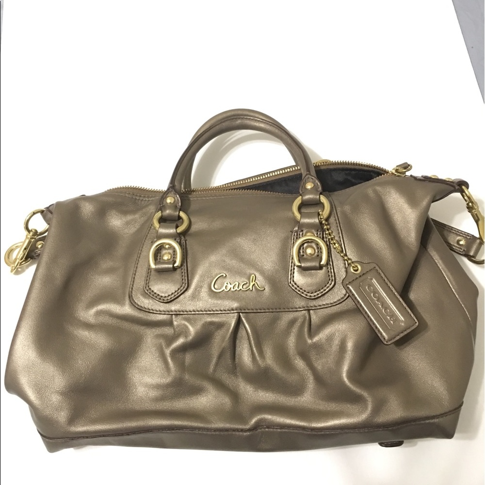 Moss green Coach leather bag