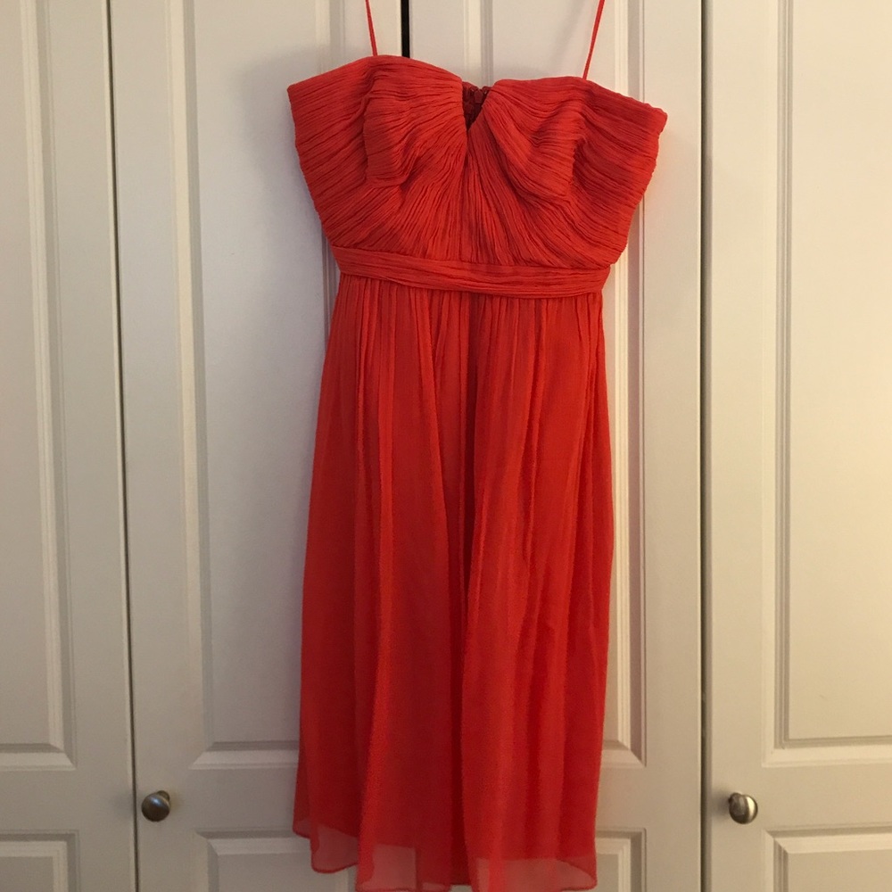 J Crew Nadia Dress in Silk Chiffon - Strawberry