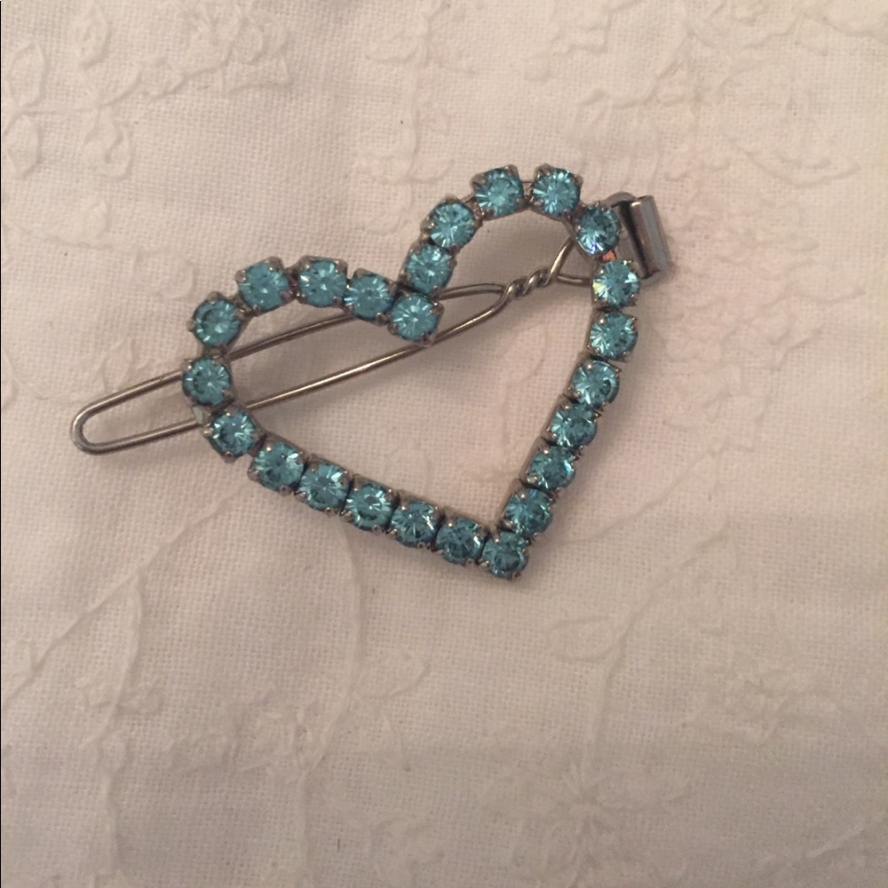 Faux blue rhinestone hair clip