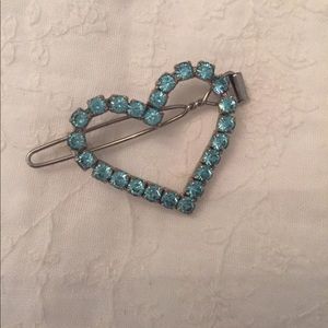 Faux blue rhinestone hair clip