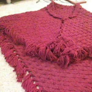 Burgundy Knit Poncho