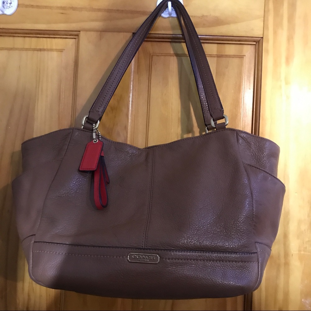 Coach brown leather tote