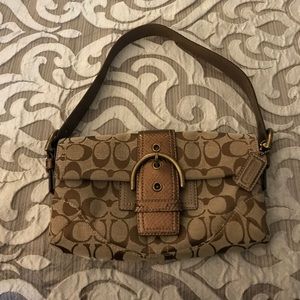 Small Coach Shoulder Bag. Brown with darker logo.