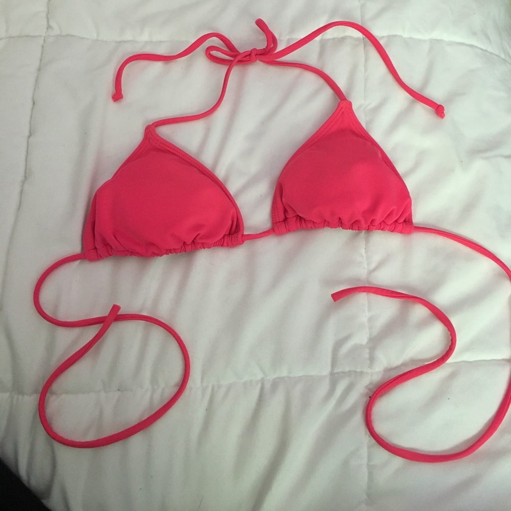 Pink triangle bikini top