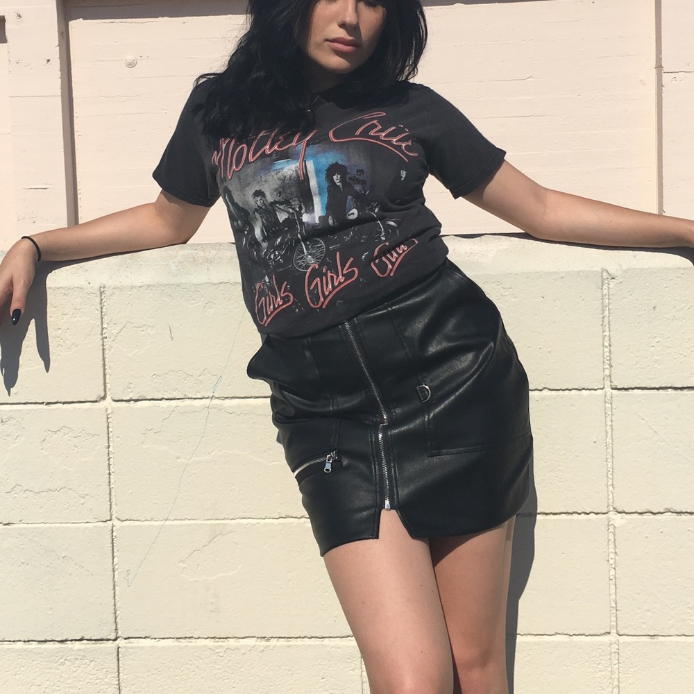 Vegan leather zipper skirt