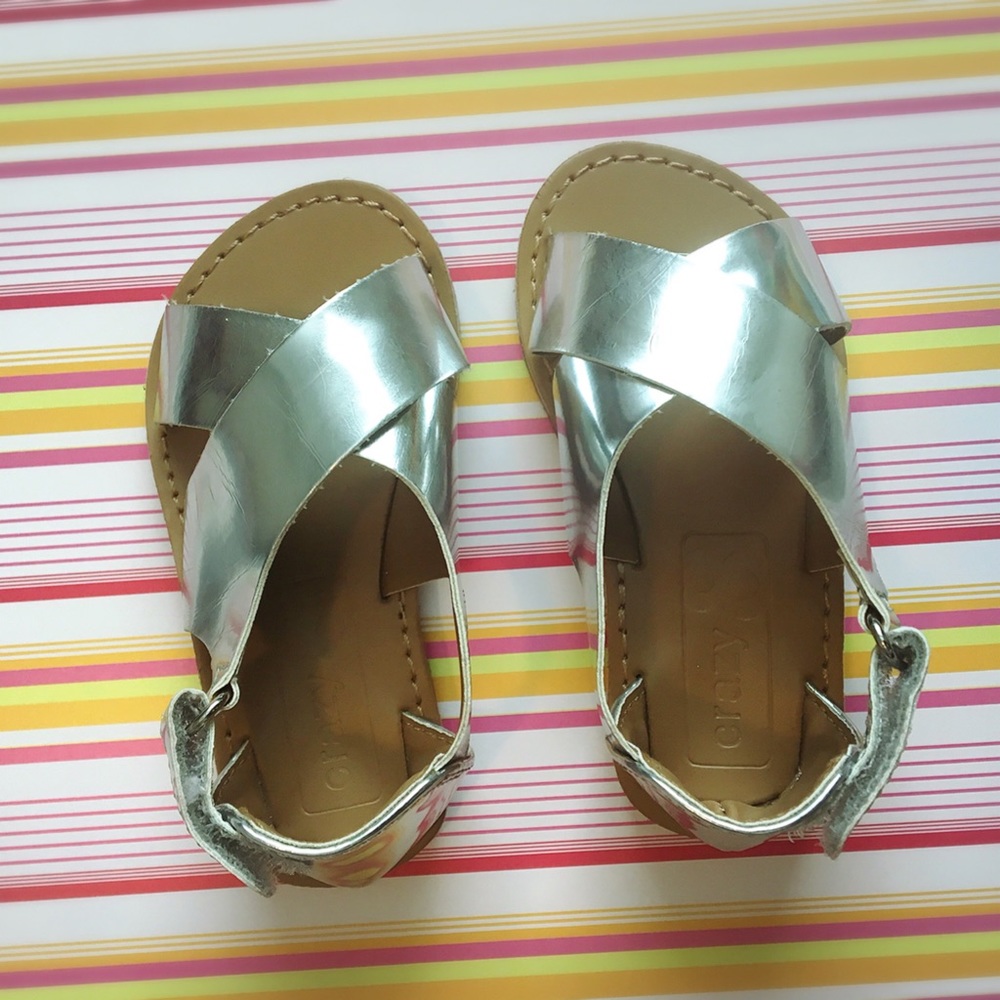 New silver open toe sandals