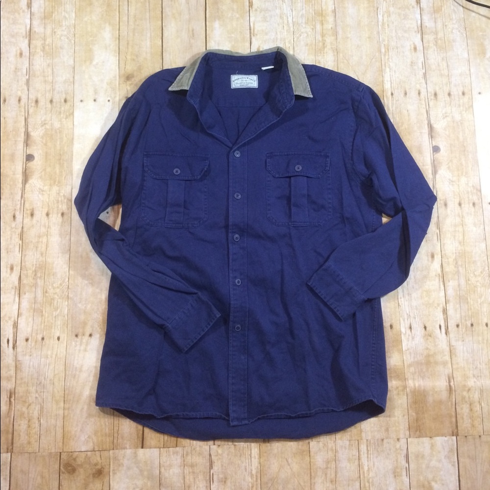 American Eagle Outfitters blue and tan buttondown