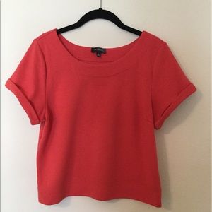 Knit short sleeve cropped blouse