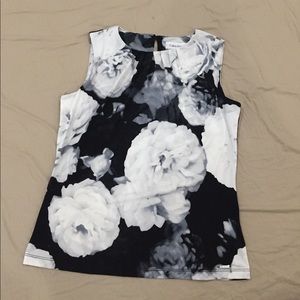 CK, black & white blouse NWT