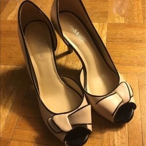 Open toed nude heels