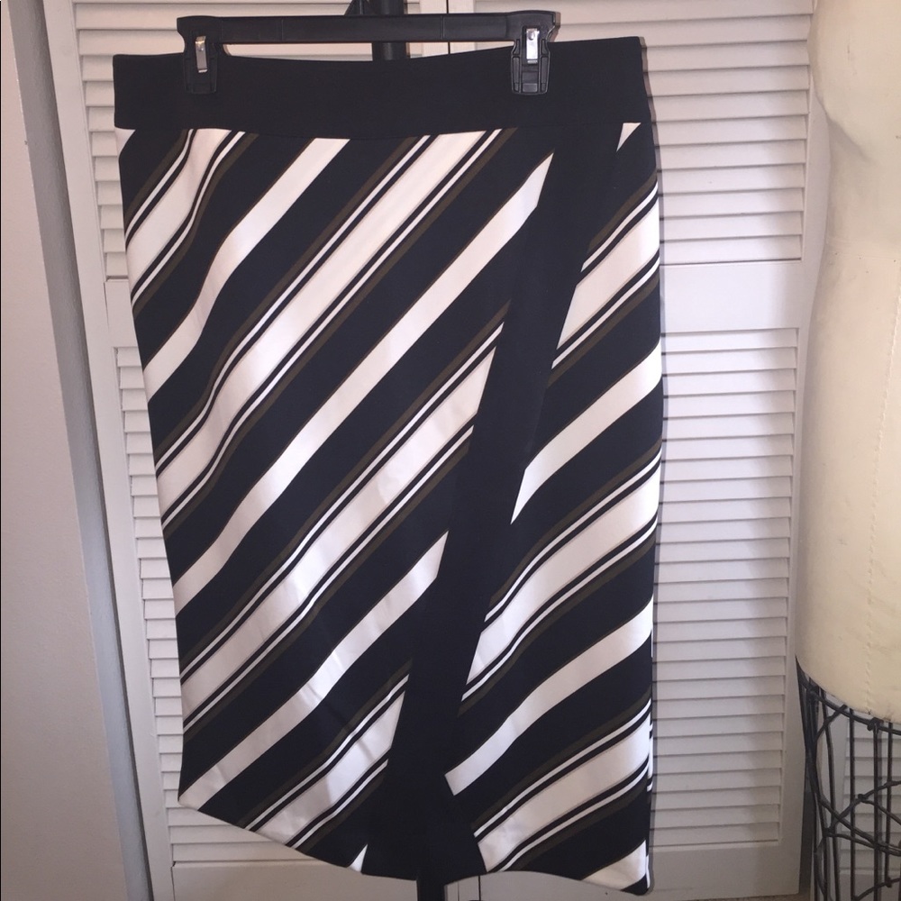 Black, white, Brown faux wrap skirt