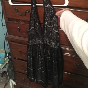 Black lace halter dress