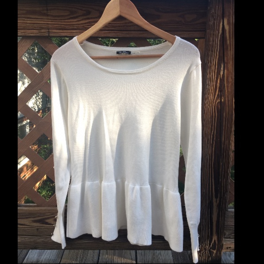 White sweater peplum top