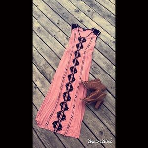 Peach and black Tuscan maxi dress
