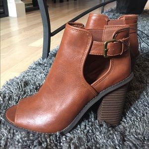 Tan Open Toe Booties