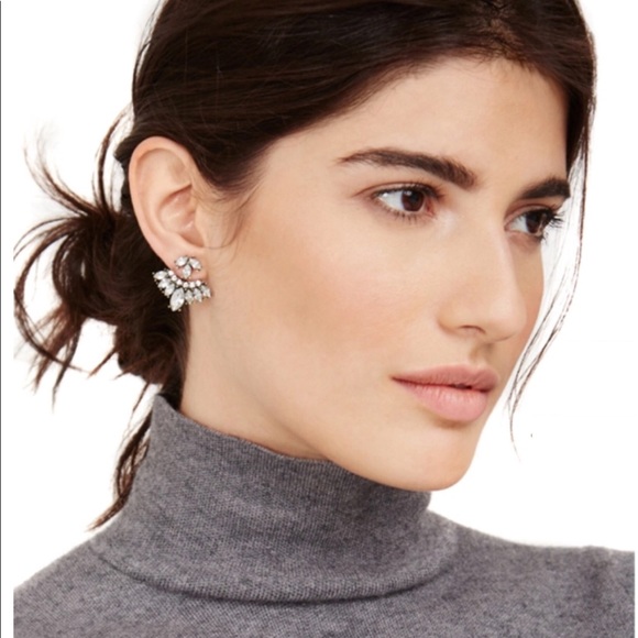 Blue and Smoky Grey Rhinestone Ear Jkt earrings - Picture 3 of 6