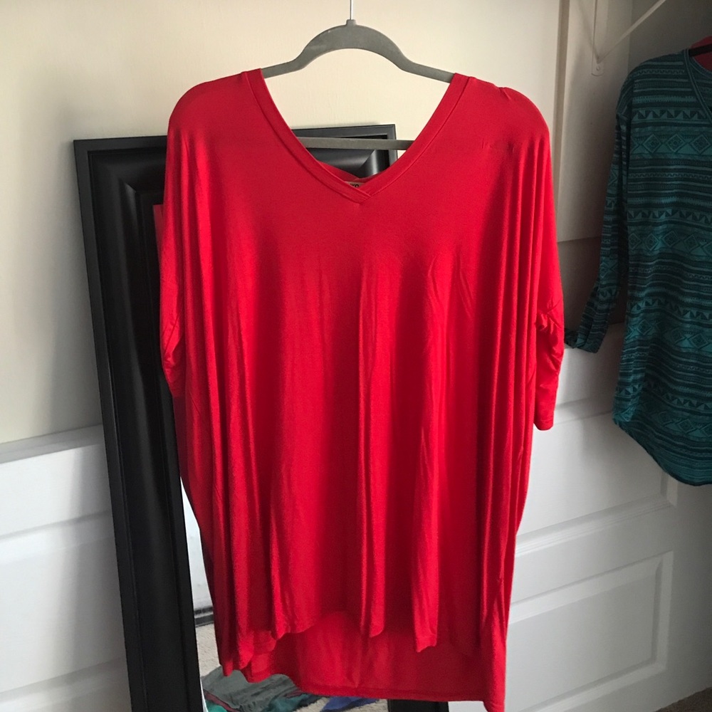 NEW Red 3/4 sleeve Piko dress