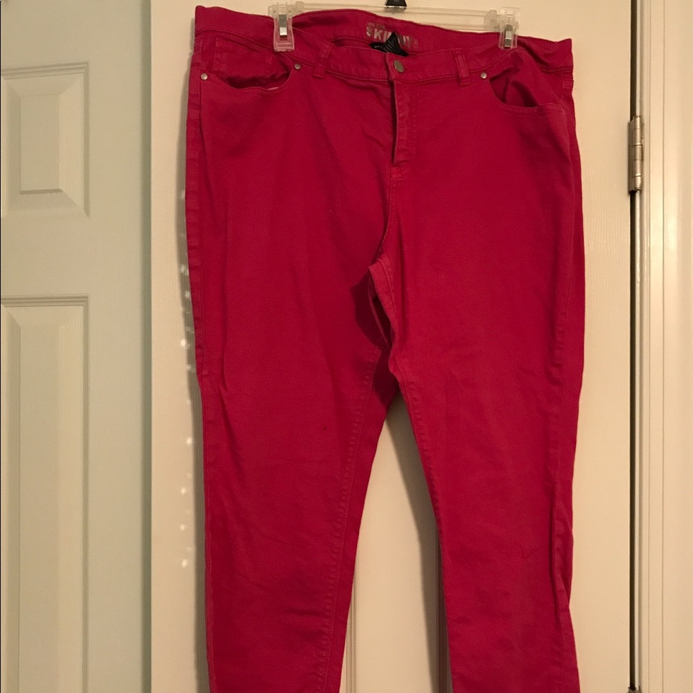 Low Rise Skinny Magenta Jeans