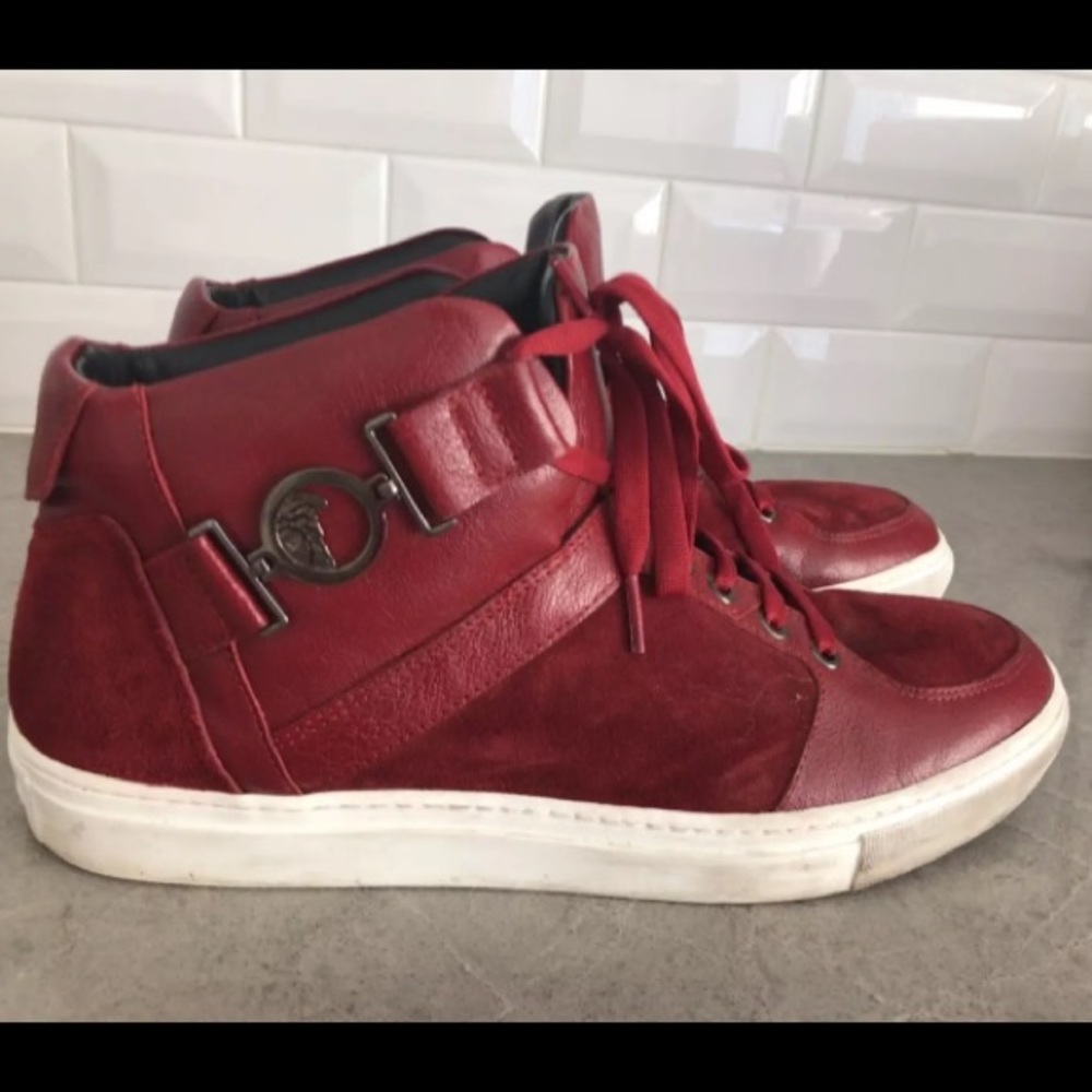 Versace collection red suede hi tops