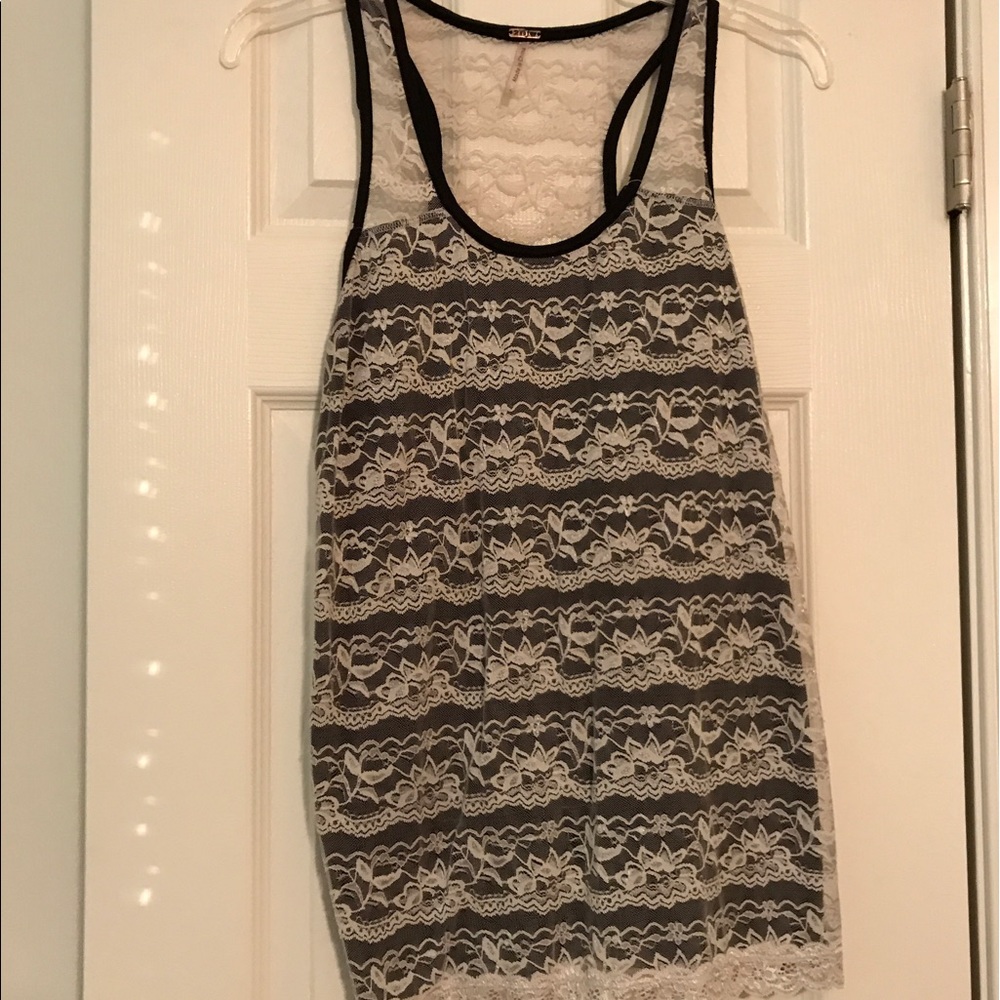 White Lace and Black Tank Top