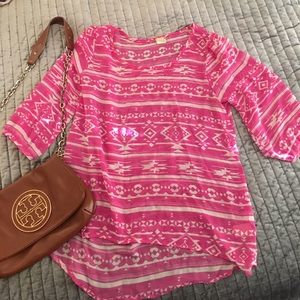 Pink tribal pattern blouse