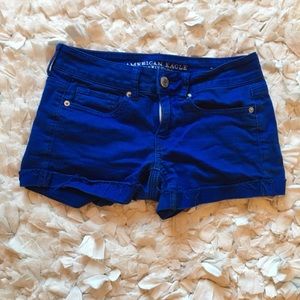 Deep blue denim shorts