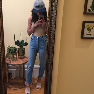 high waisted button up jeans