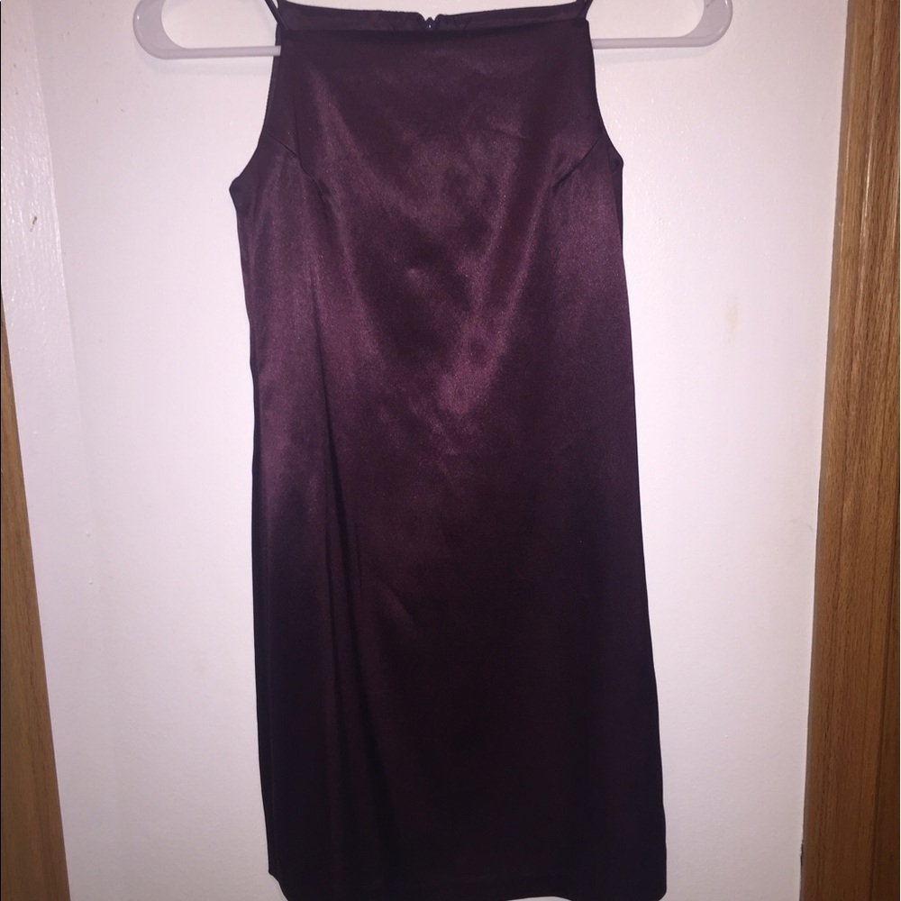 Burgundy Satin Mini Dress
