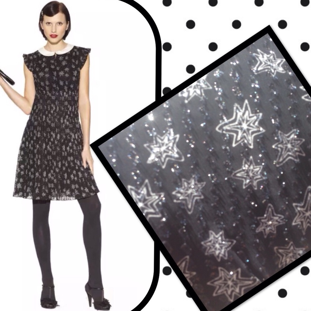 NWT Kate Young Black Silver Stars Dress L