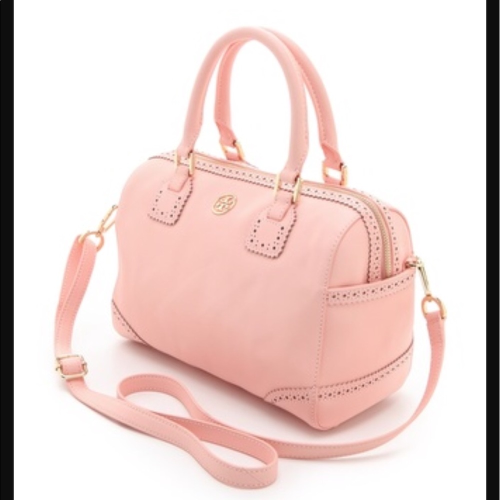 Tory Burch Robinson Middy Satchel in Pink Shell