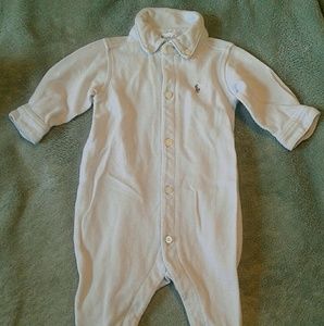 Palest Blue Ralph Lauren Pique Polo Romper
