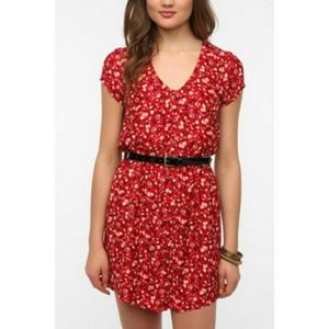Kimchi Blue sabrina shirt dress in red floral