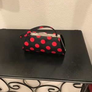 Small Oblong Purse Black with Red Polka Dots