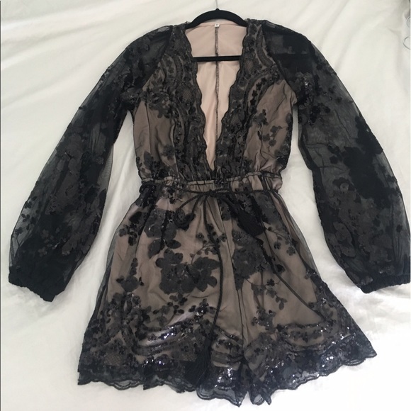 Black Sequin Romper - Picture 2 of 4