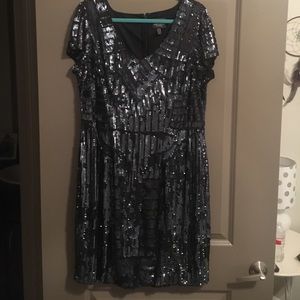 Adrianna Papell navy sequin dress