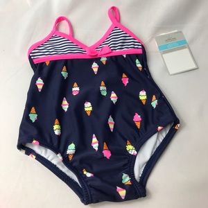 Baby swimsuit navy blue ice cream stripes