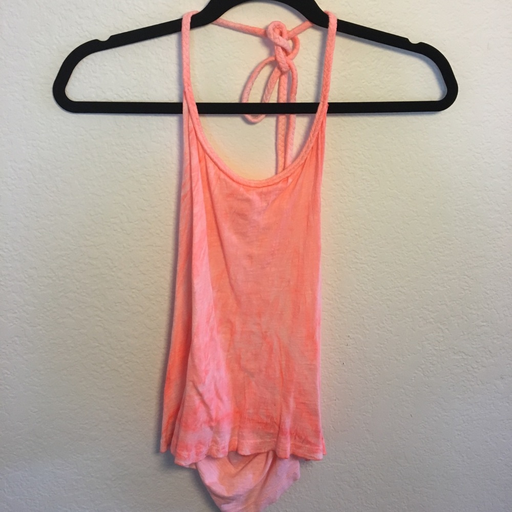 Neon pink tie dye halter top