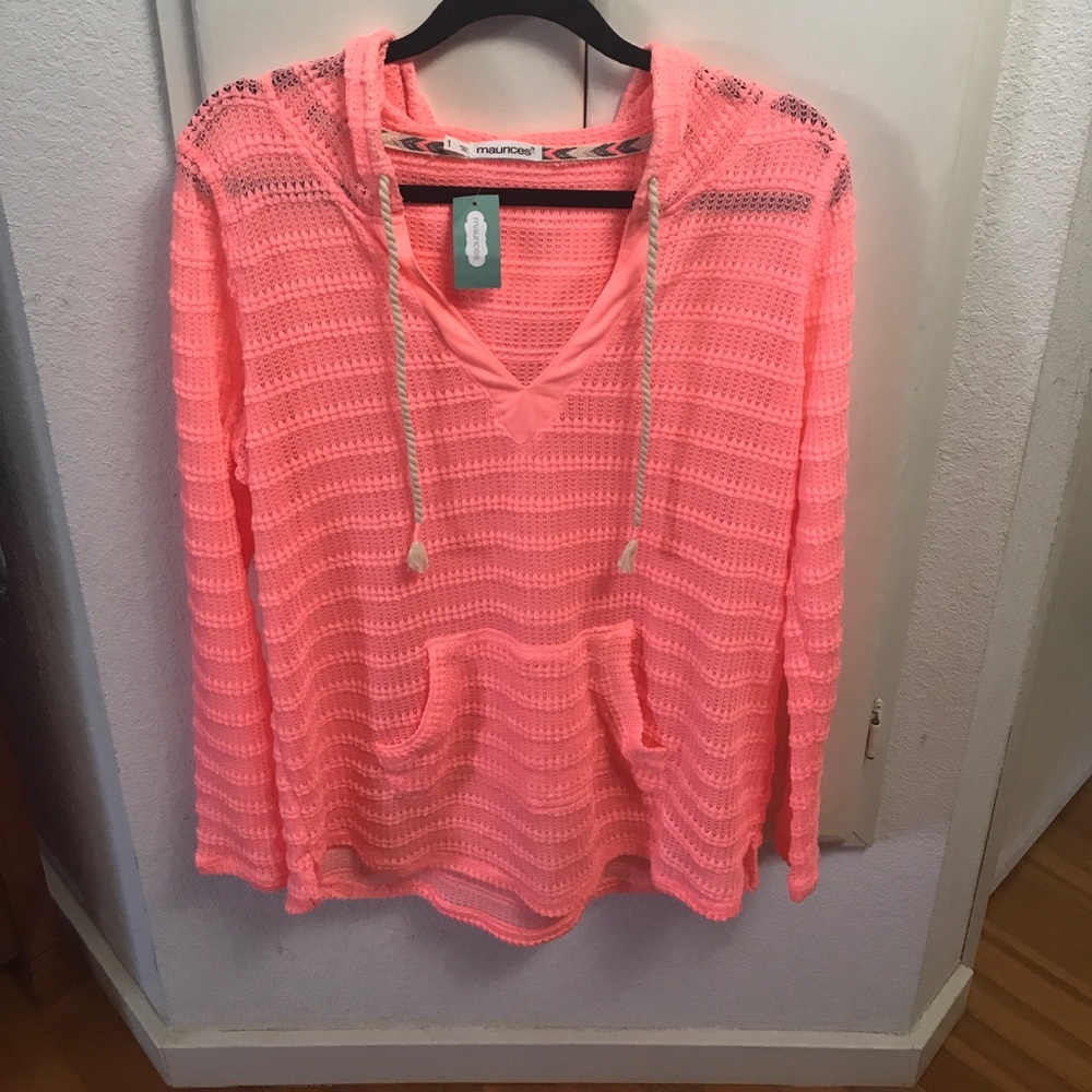 Maurice's Long Sleeve Hooded Sheer Sweatshirt