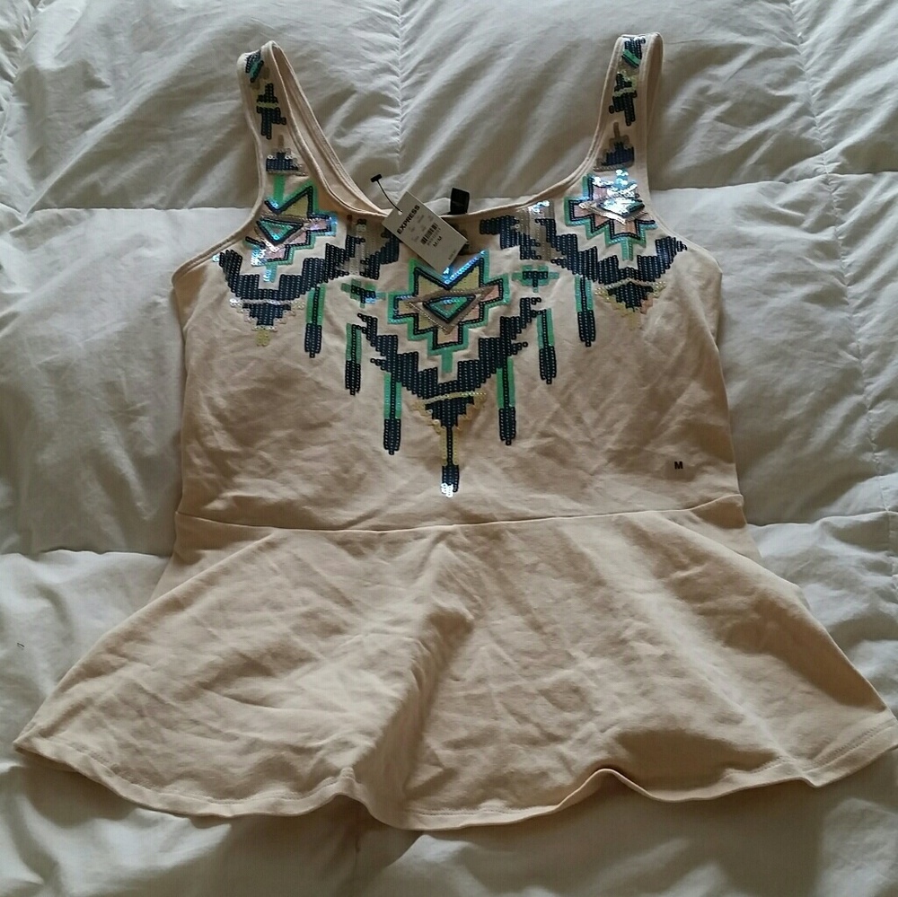Peplum Sequin Express Tank Top