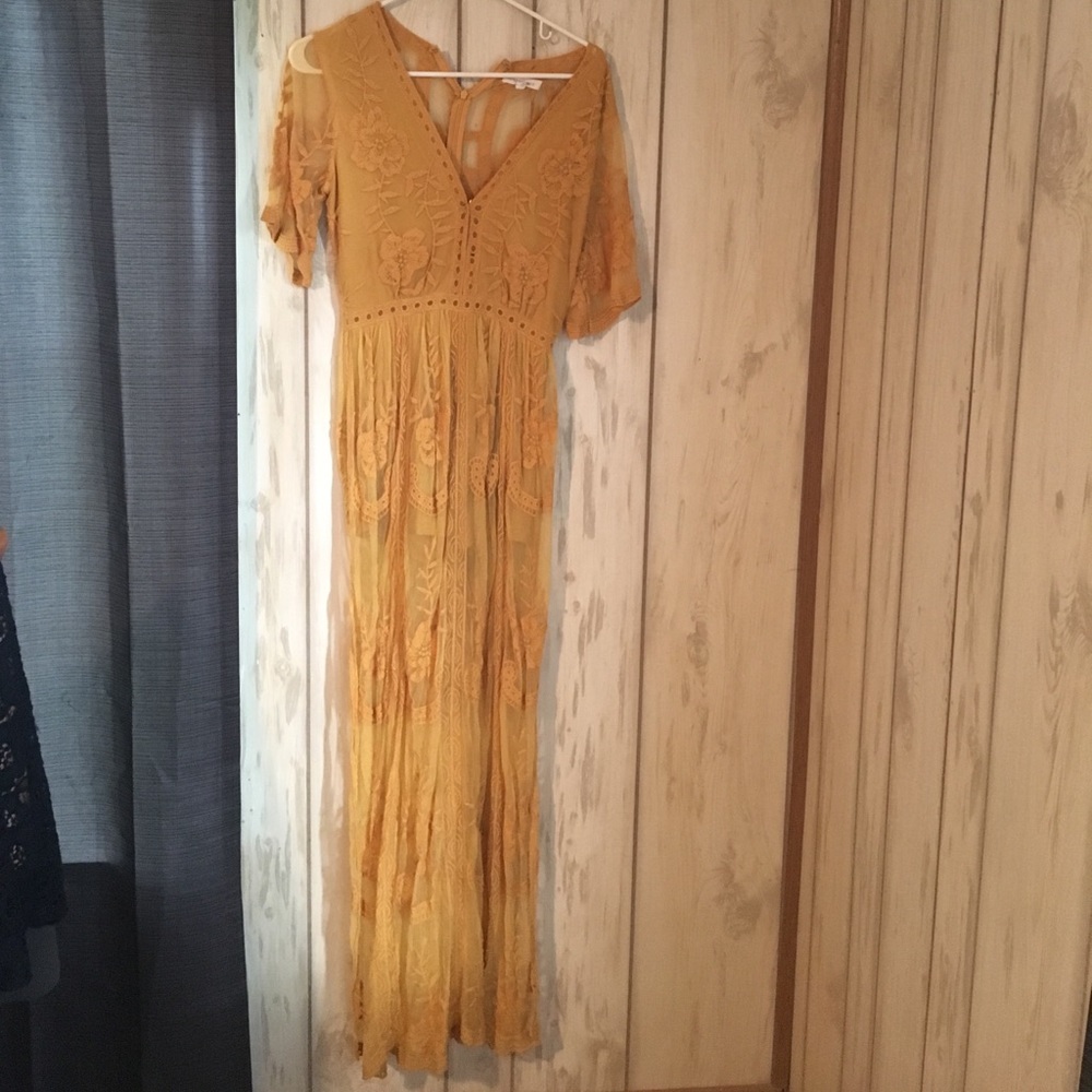 Mustard Color Lace Romper