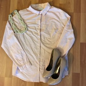 New York & Company Pink Button-up Shirt