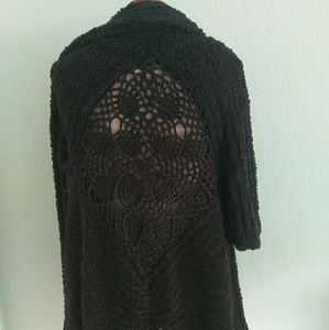 BCBG Max Azria black cardigan with crochet back