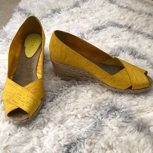 Ralph Lauren yellow espadrille wedges