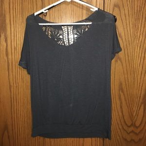 Grey VNeck w/Lace Back