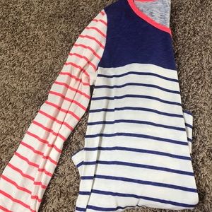 JCrew colorblock striped boatneck tee